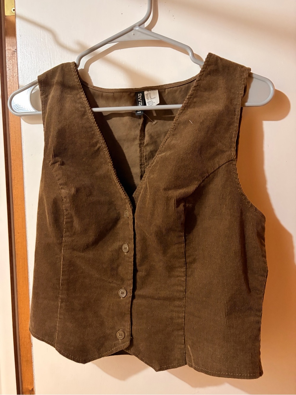 Divided Brown Corduroy Button-Front Crop Vest and Lined Mini Skater Skirt